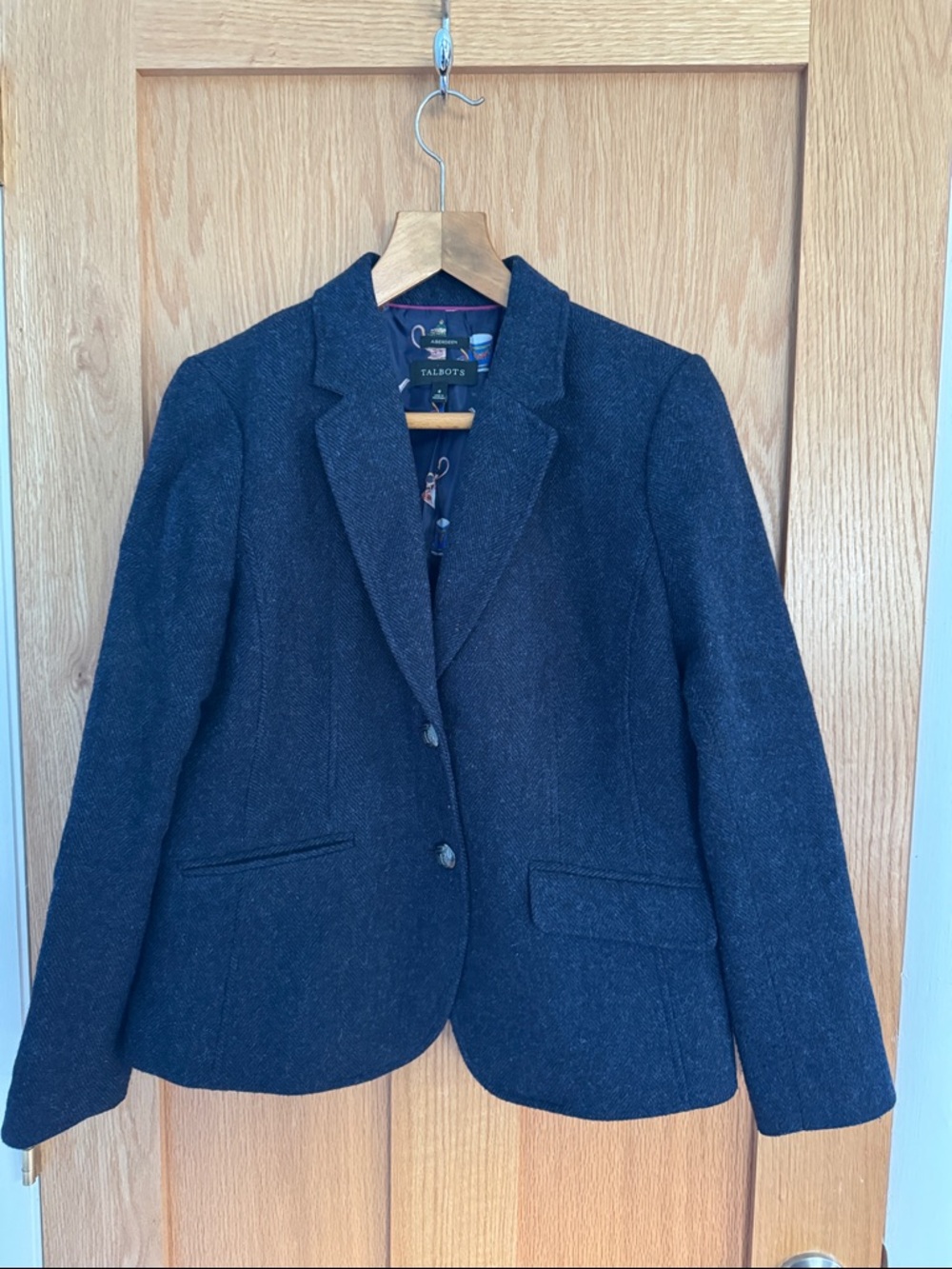 Talbots Women's Navy Tweed Blazer Jacket